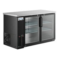 Avantco UBB-2G-HC 59" Black Counter Height Glass Door Back Bar Refrigerator with LED Lighting