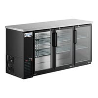 Avantco UBB-72G-HC 73" Black Counter Height Narrow Glass Door Back Bar Refrigerator with LED Lighting