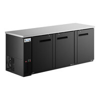 Avantco UBB-4-HC 90" Black Counter Height Solid Door Back Bar Refrigerator with LED Lighting