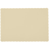 Choice 10" x 14" Ecru Colored Paper Placemat with Scalloped Edge - 1000/Case