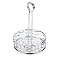 American Metalcraft RBNC26 Chrome Round Birdnest Condiment Caddy with Card Holder - 6" x 9 1/8"