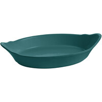 Tablecraft CW1710HGN 28 oz. Hunter Green Oval Au Gratin Dish