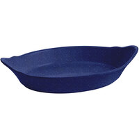 Tablecraft CW1710BS 28 oz. Blue Speckle Oval Au Gratin Dish