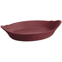 Tablecraft CW1720MAS 1.3 Qt. Maroon Speckle Oval Au Gratin Dish