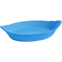 Tablecraft CW1710SBL 28 oz. Sky Blue Oval Au Gratin Dish