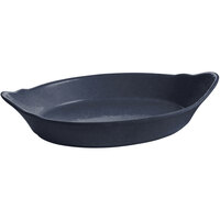 Tablecraft CW1710MBS 28 oz. Midnight with Blue Speckle Oval Au Gratin Dish