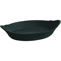 Tablecraft CW1710BKGS 28 oz. Black with Green Speckle Oval Au Gratin Dish