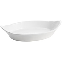 Tablecraft CW1720W 1.3 Qt. White Oval Au Gratin Dish