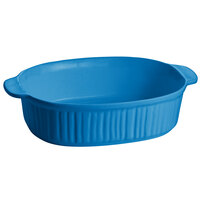 Tablecraft CW2095SBL Sky Blue 4 Qt. Oval Casserole Dish with Ridges