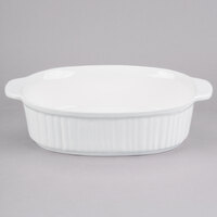 Tablecraft CW2095W White 4 Qt. Oval Casserole Dish with Ridges