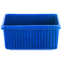 Tablecraft CW1530BS 3 Qt. Blue Speckle Rectangular Server with Ridges