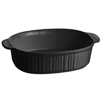 Tablecraft CW2095BK 4 Qt. Black Oval Casserole Dish with Ridges