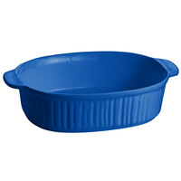 Tablecraft CW2095CBL Cobalt Blue 4 Qt. Oval Casserole Dish with Ridges