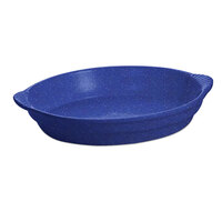 Tablecraft CW3010BS 4 Qt. Blue Speckle Cast Aluminum Oval Casserole Dish