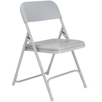 National Public Seating 802 Gray Metal Folding Chair with Gray Plastic Seat - 4/Pack