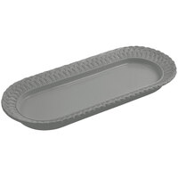 Bon Chef 2310 8" x 18" Platinum Gray Sandstone Finish Cast Aluminum Trellis Fish Platter