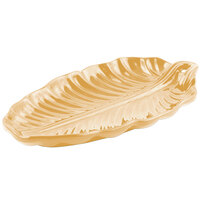 Bon Chef 9800 10" x 5" Ginger Sandstone Finish Cast Aluminum Leaf Platter