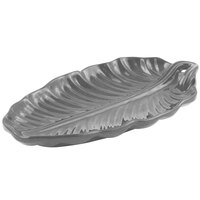 Bon Chef 9800 10" x 5" Smoke Gray Sandstone Finish Cast Aluminum Leaf Platter