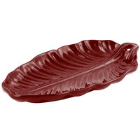 Bon Chef 9800 10" x 5" Terra Cotta Sandstone Finish Cast Aluminum Leaf Platter