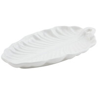 Bon Chef 9800 10" x 5" White Sandstone Finish Cast Aluminum Leaf Platter