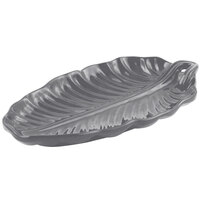 Bon Chef 9802 19 1/2" x 11" Smoke Gray Sandstone Finish Cast Aluminum Leaf Platter