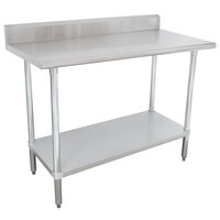 16 Gauge Advance Tabco KLAG-304-X 30" x 48" Stainless Steel Work Table with 5" Backsplash and Galvanized Undershelf