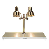 Hanson Heat Lamps DLM/HB/BR/2024 Dual Bulb 20" x 24" Brass Carving Station with Heated Stainless Steel Base - 220V (International Use Only)