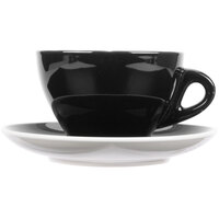 CAC E-11-BLK Venice 11 oz. Black Cup with 6 1/2" Saucer - 24/Case