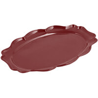 Bon Chef 2027 Queen Anne 12 1/2" x 16" Terra Cotta Sandstone Finish Cast Aluminum Oval Platter