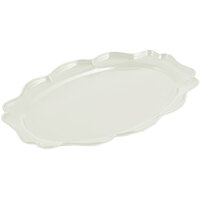 Bon Chef 2027 Queen Anne 12 1/2" x 16" Ivory Sandstone Finish Cast Aluminum Oval Platter