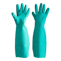 San Jamar Nitrile Green 19" 25 Mil Gloves - Small - Pair