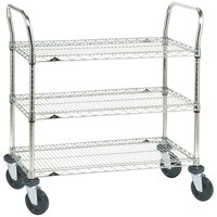 Metro 3SPN56ABR Super Erecta Brite Three Shelf Heavy Duty Utility Cart with Rubber Casters - 24" x 60" x 39"