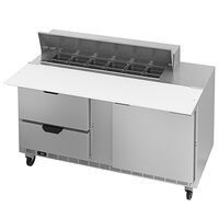 Beverage-Air SPED60HC-12C-2 60" 1 Door 2 Drawer Cutting Top Refrigerated Sandwich Prep Table with 17" Wide Cutting Board