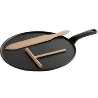 Chasseur 071122 11 3/4" Cast Iron Crepe Pan with Beech Wood Spatula and Scraper