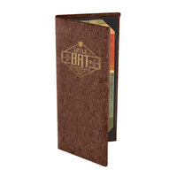 Menu Solutions CO620BA-DB 4 1/4" x 11" Customizable Dark Cork 2 View Menu Cover