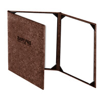 Menu Solutions CO630C-DB 8 1/2" x 11" Customizable Dark Cork Continuous 3 View Menu Cover