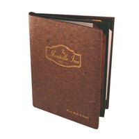 Menu Solutions CO640B-DB 5 1/2" x 11" Customizable Dark Cork 4 View Booklet Menu Cover