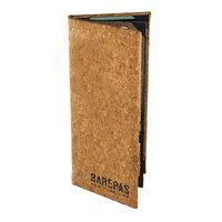 Menu Solutions CO640BA-NC 4 1/4" x 11" Customizable Natural Cork 4 View Booklet Menu Cover