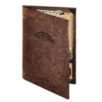 Menu Solutions CO620D-DB 8 1/2" x 14" Customizable Dark Cork 2 View Menu Cover