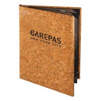 Menu Solutions CO640A-NC 5 1/2" x 8 1/2" Customizable Natural Cork 4 View Booklet Menu Cover