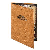 Menu Solutions CO620D-NC 8 1/2" x 14" Customizable Natural Cork 2 View Menu Cover