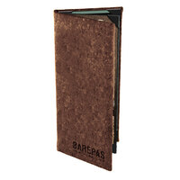 Menu Solutions CO640BA-DB 4 1/4" x 11" Customizable Dark Cork 4 View Booklet Menu Cover