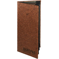 Menu Solutions CO660B-DB 5 1/2" x 11" Customizable Dark Cork 6 View Booklet Menu Cover