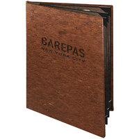 Menu Solutions CO660A-DB 5 1/2" x 8 1/2" Customizable Dark Cork 6 View Booklet Menu Cover