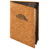 Menu Solutions CO660C-NC 8 1/2" x 11" Customizable Natural Cork 6 View Booklet Menu Cover