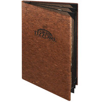 Menu Solutions CO660D-DB 8 1/2" x 14" Customizable Dark Cork 6 View Booklet Menu Cover