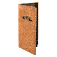 Menu Solutions CO640BD-NC 4 1/4" x 14" Customizable Natural Cork 4 View Booklet Menu Cover