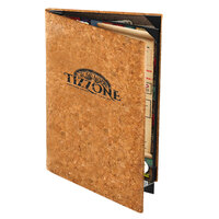 Menu Solutions CO640D-NC 8 1/2" x 14" Customizable Natural Cork 4 View Booklet Menu Cover