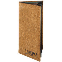 Menu Solutions CO660B-NC 5 1/2" x 11" Customizable Natural Cork 6 View Booklet Menu Cover