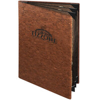 Menu Solutions CO660C-DB 8 1/2" x 11" Customizable Dark Cork 6 View Booklet Menu Cover